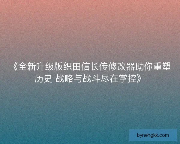 《全新升级版织田信长传修改器助你重塑历史 战略与战斗尽在掌控》